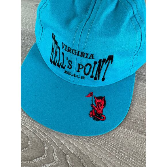 Vintage Virginia Hell’s Point Beach Golf Hat Devil Logo Cap 90s Made in USA - Picture 1 of 5